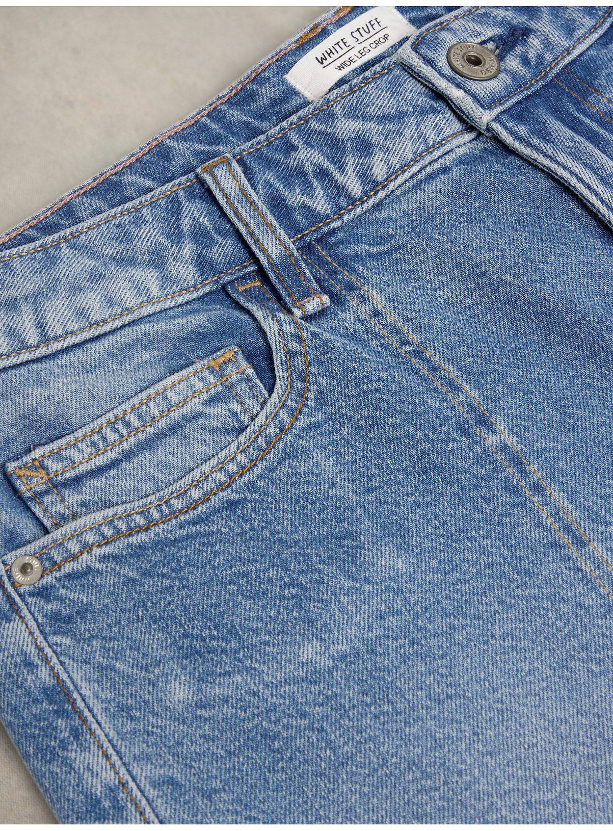 WHITE STUFF Tia Wide Leg Crop Jean Mid Denim 8 - Image 6